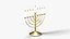Brass Hanukkah Menorah with 9 Lit Candles - Holiday Prop