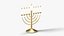 Brass Hanukkah Menorah with 9 Lit Candles - Holiday Prop