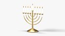Brass Hanukkah Menorah with 9 Lit Candles - Holiday Prop