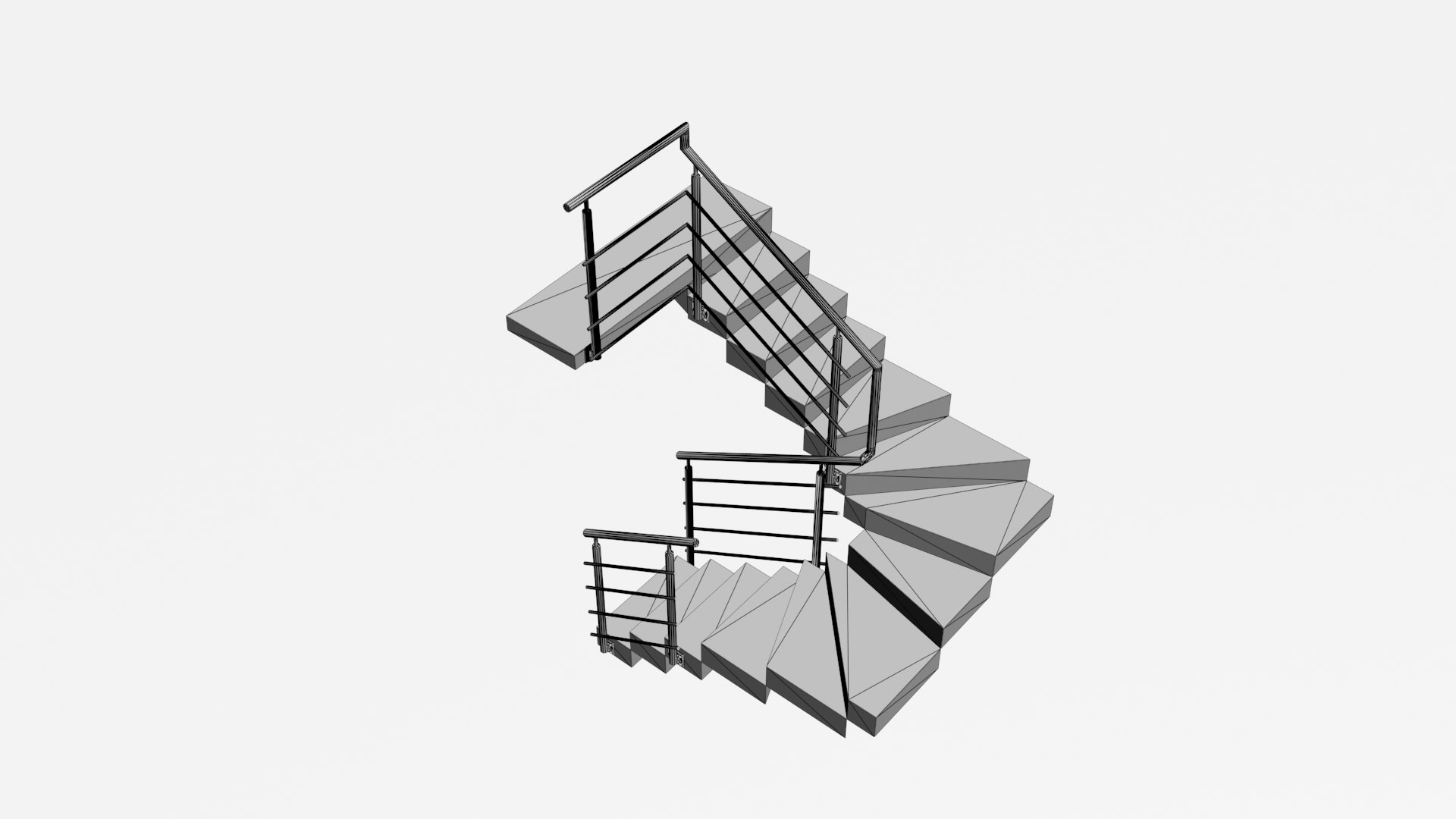 3D stair railing model - TurboSquid 1704802