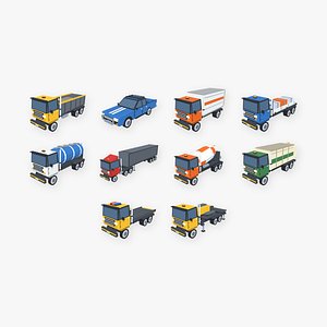 Cartoon Truck Pack 10 Low Poly Trucks