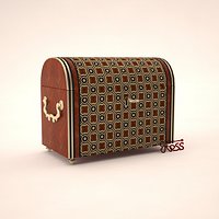wood and brass inlaid tea box XIXth century