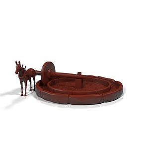 3D Mule Drawn Stone Well for 3D Print