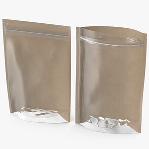 Zipper Kraft Paper Bags with Transparent Front 200 g Mockup 3D model