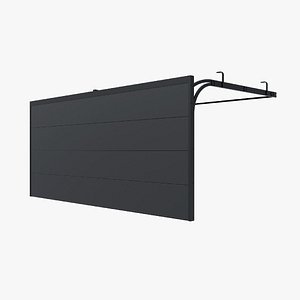 3D Wide Black Sectional Garage Door