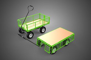 MESH RACK TRAY WAGON CART UTILITY TROLLEY TRAILER GARDEN FARM 4W