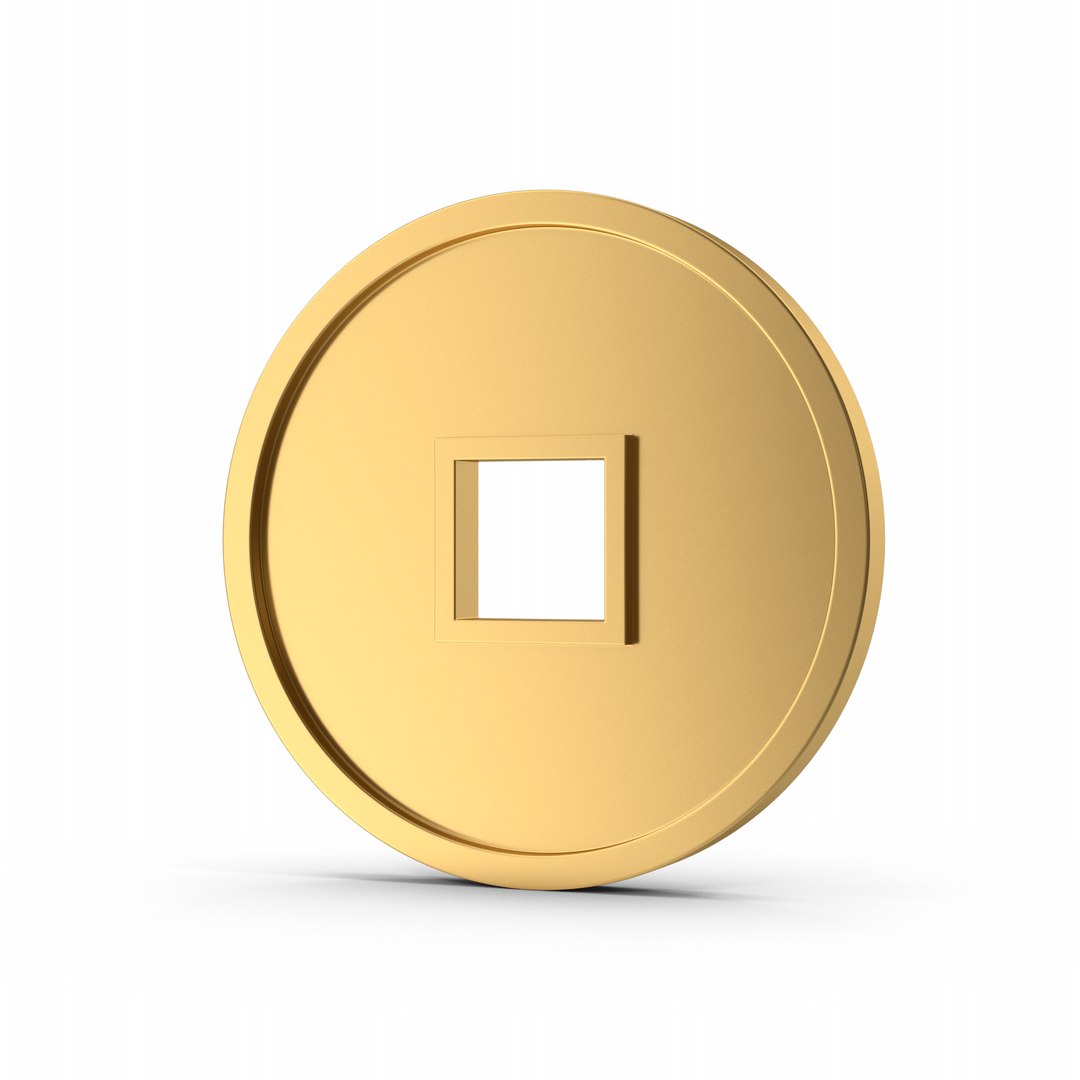 Gold Chinese Coin Model - TurboSquid 2328706