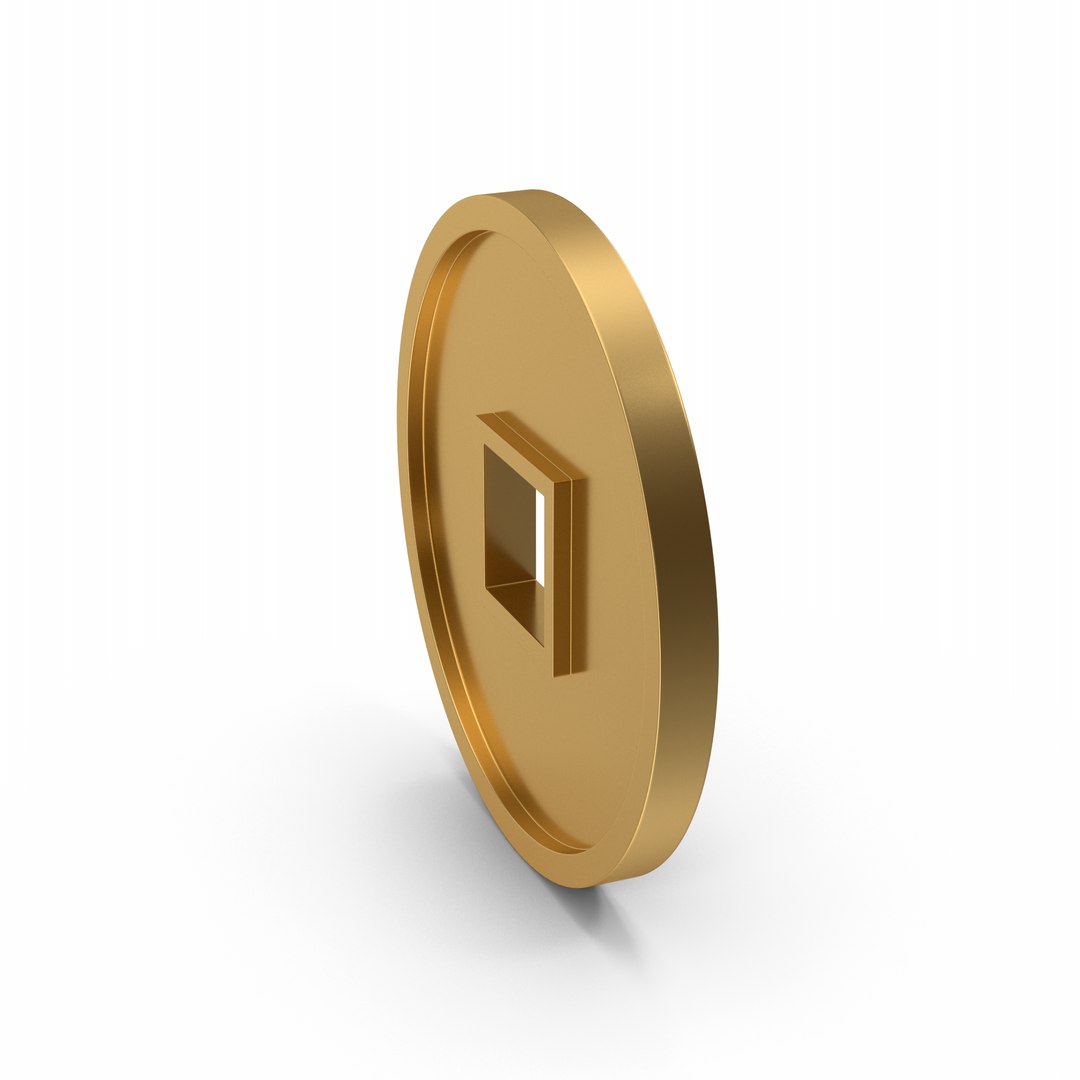 Gold Chinese Coin Model - TurboSquid 2328706