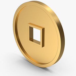 Gold Chinese Coin model