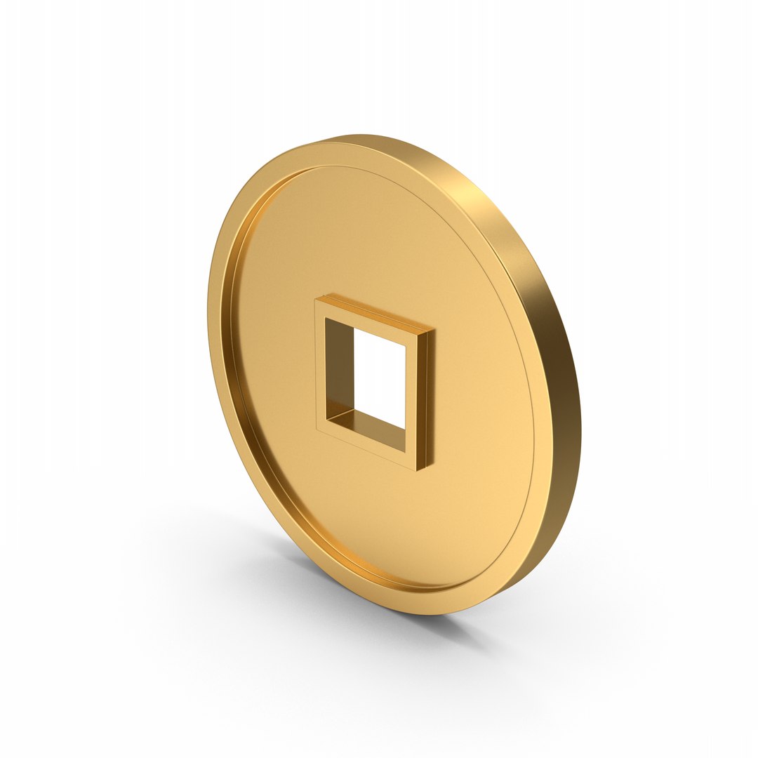 Gold Chinese Coin Model - TurboSquid 2328706