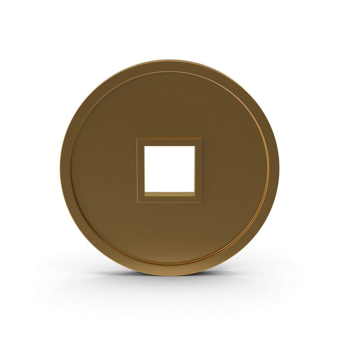 Gold Chinese Coin Model - TurboSquid 2328706
