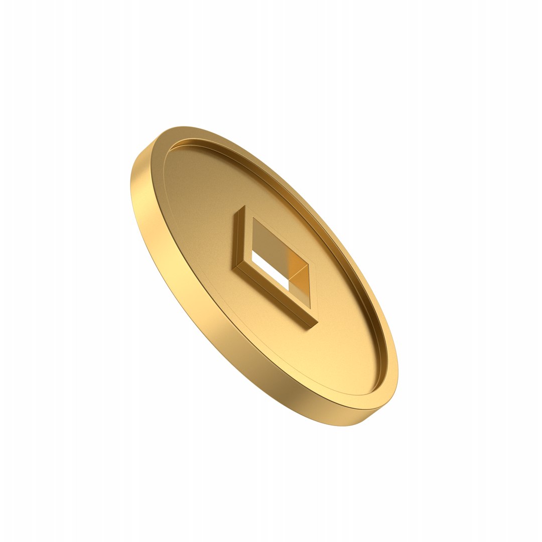 Gold Chinese Coin Model - TurboSquid 2328706