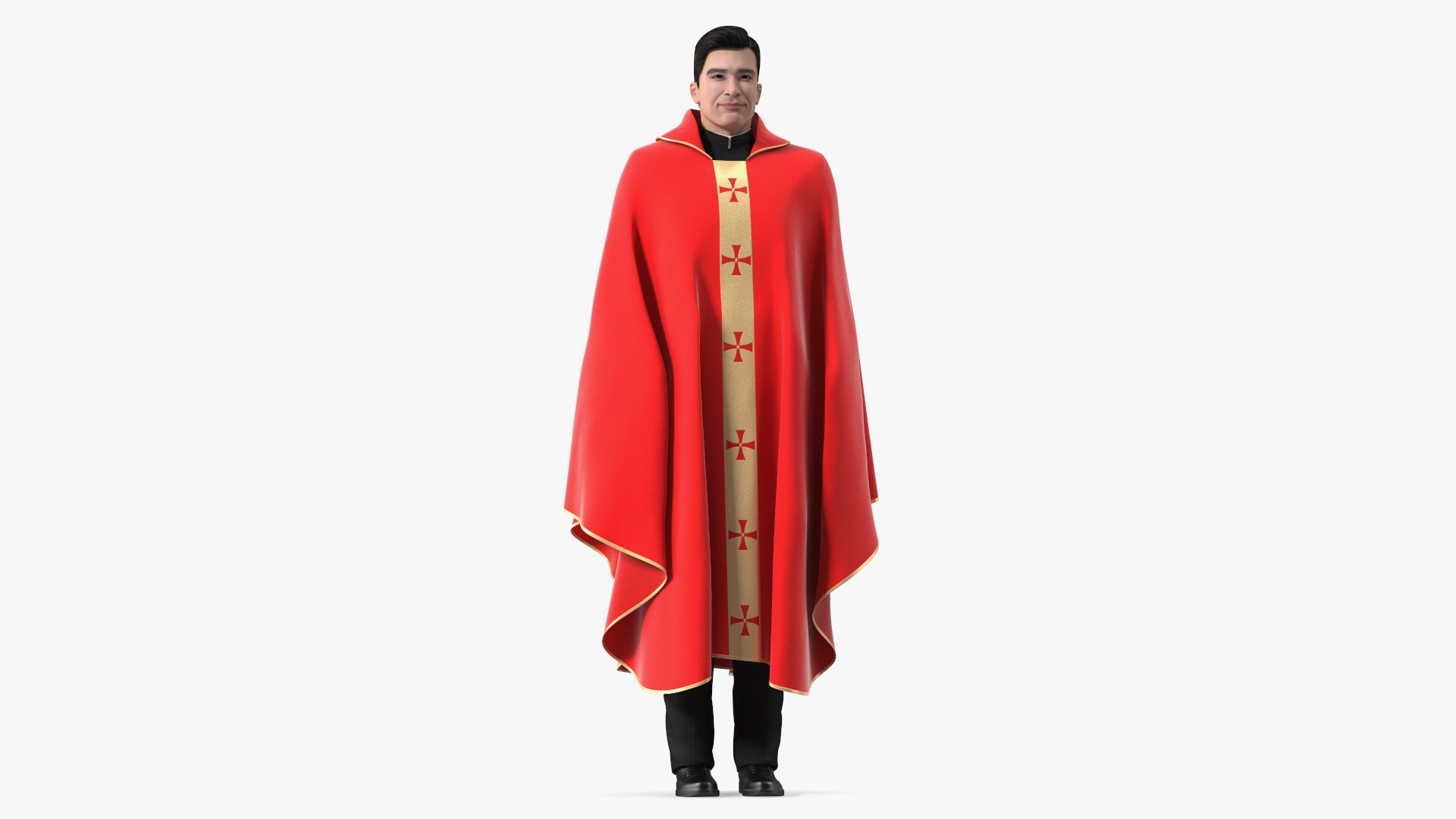 modèle 3D de Ecclésiastique avec vêtement liturgique Robe rouge