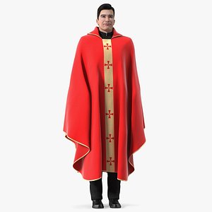 3D model Clergyman with Liturgical Vestment Red Robe