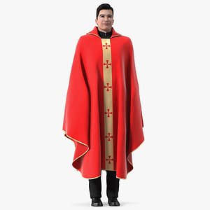 Clergyman with Liturgical Vestment Red Robe