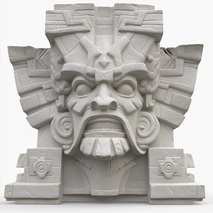 3D Aztec Stone Head 17 model