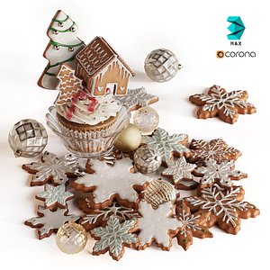 3D Christmas Cookies with icing 3D model