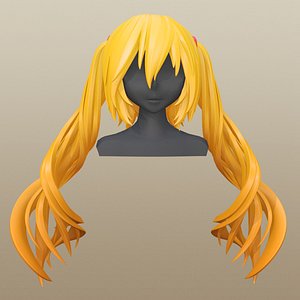 3D model hair girl anime