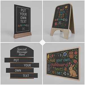 3D Urban Storefront Signage Pack - Customizable Chalkboards