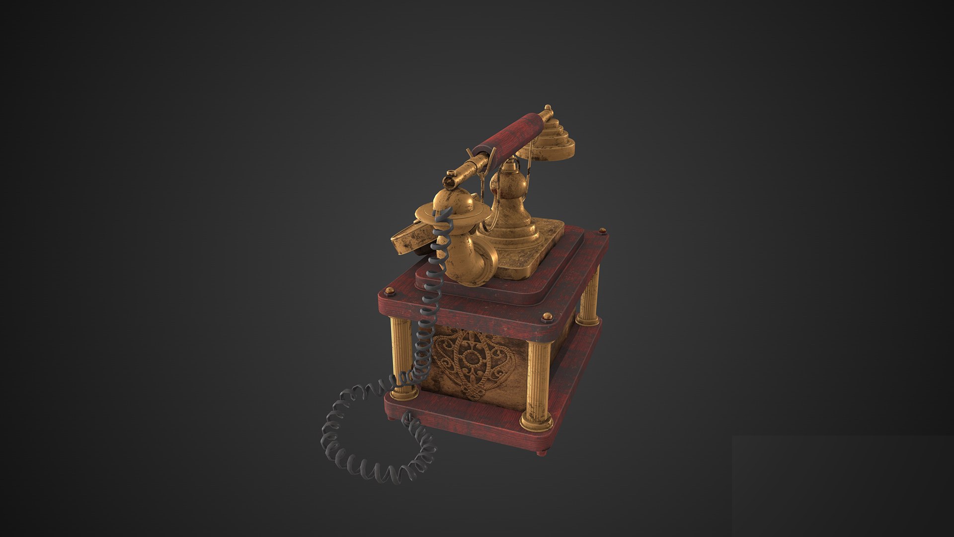 3D Game Ready Antique Vintage Telephone - TurboSquid 2082622