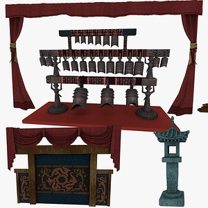 3D the warring states chime bells chairs and desks