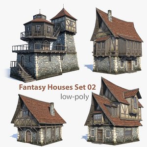 set medieval fantasy house 3d 3ds