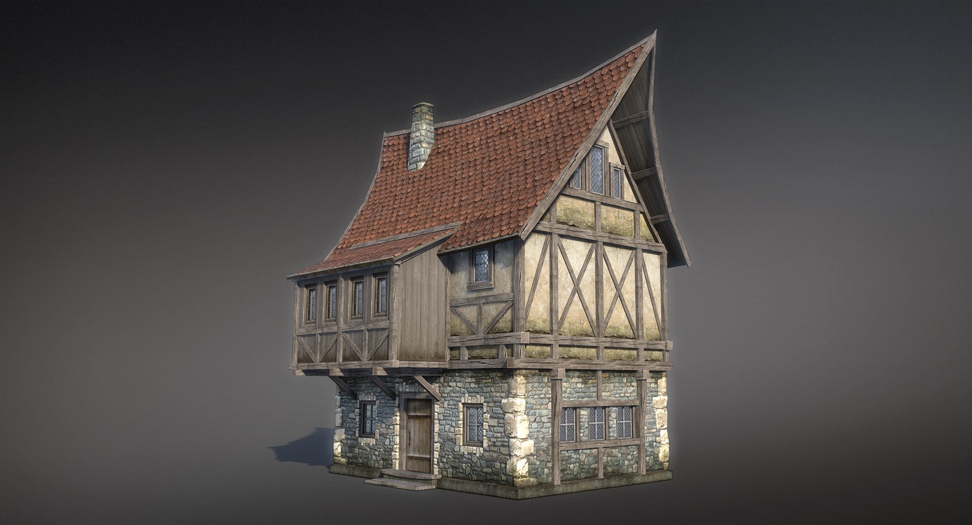 Set Medieval Fantasy House 3d 3ds