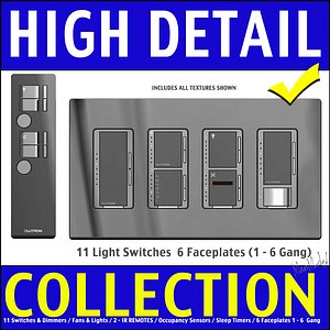 Lutron Digital LED Fan and Light Switch Collection 3D Model