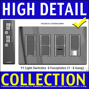 Lutron Digital LED Fan and Light Switch Collection 3D Model