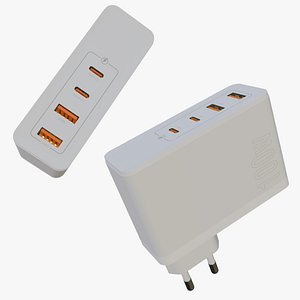 4 USB Power Adapter EU White