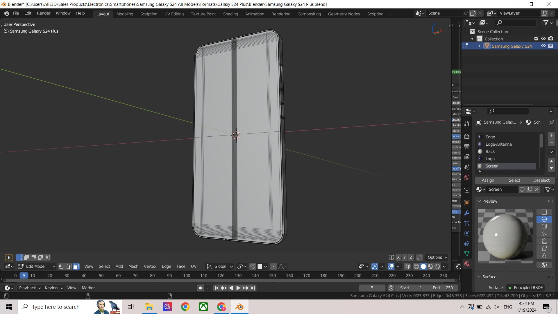 3D Samsung Galaxy S24 in Official Colors model https://p.turbosquid.com/ts-thumb/k7/8VmaLP/9g/wireframe2/png/1705746100/1920x1080/fit_q87/a9c24d9ccff108a0af477ddf964fb9d3efe5ee6a/wireframe2.jpg