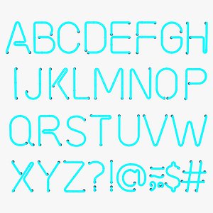 neon letter alphabet light 3D model