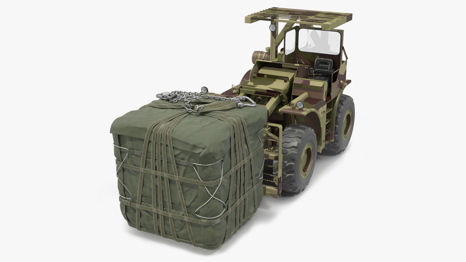 Military Forklift with Cargo 3D model preview