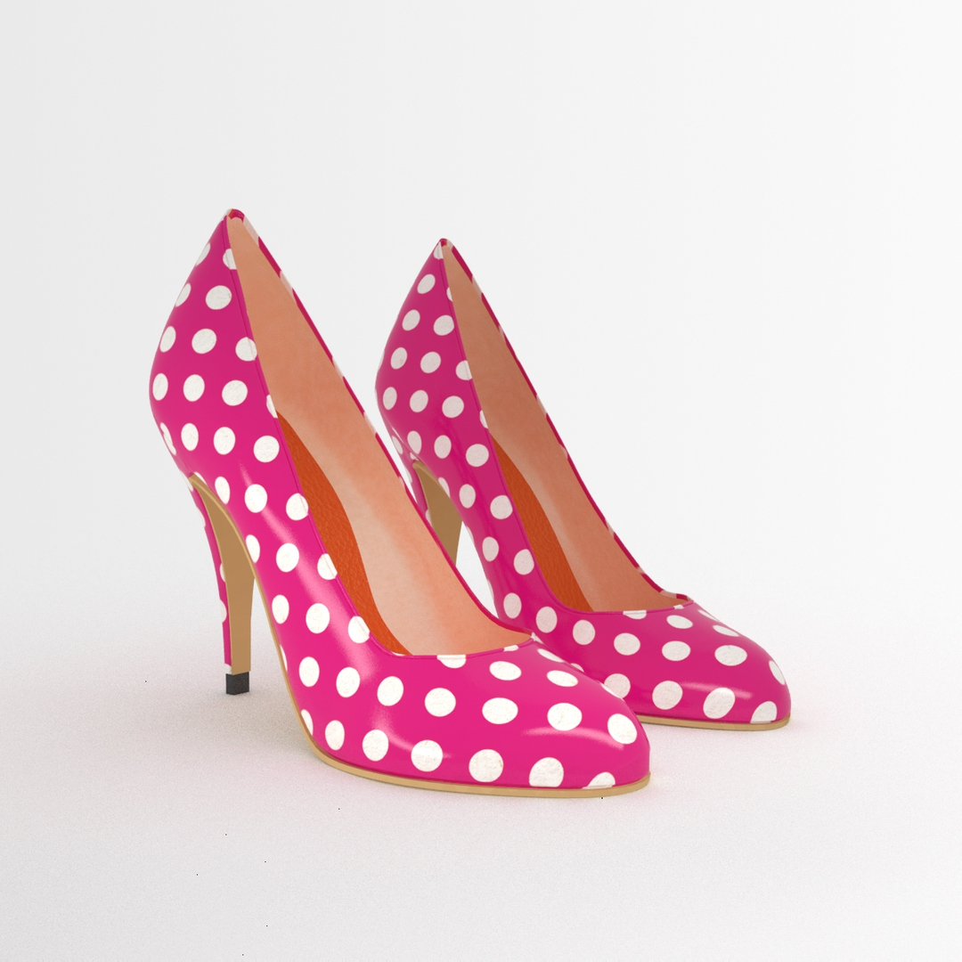 3d model of stylish pink polka dot