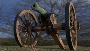 6 Pounder Bronze Cannon - Model 1841 3D