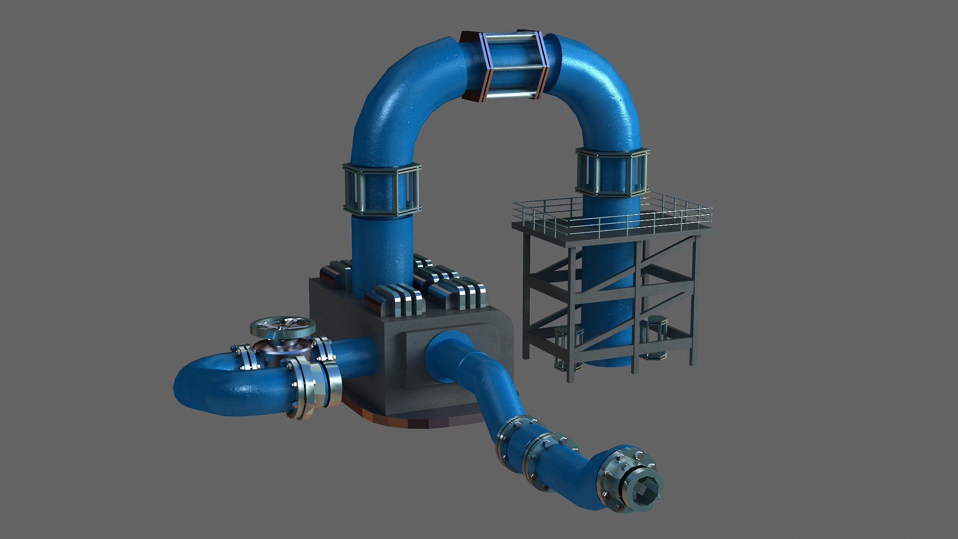 Realistic Industrial pipes pipe tube tubes iron metal Valve plumb 3D ...