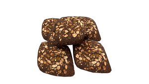 Black Seed Bread AR VR PBR Lowpoly with game ready 3d Model