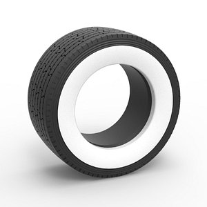 Super single semi Whitewall tire Version 3 Scale 1 to 25 model