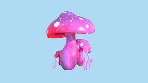 Fantasy Mushroom A03 Red Purple - Scene Backdrop Design 3D model