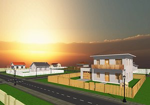 3d city house pack street lamp model