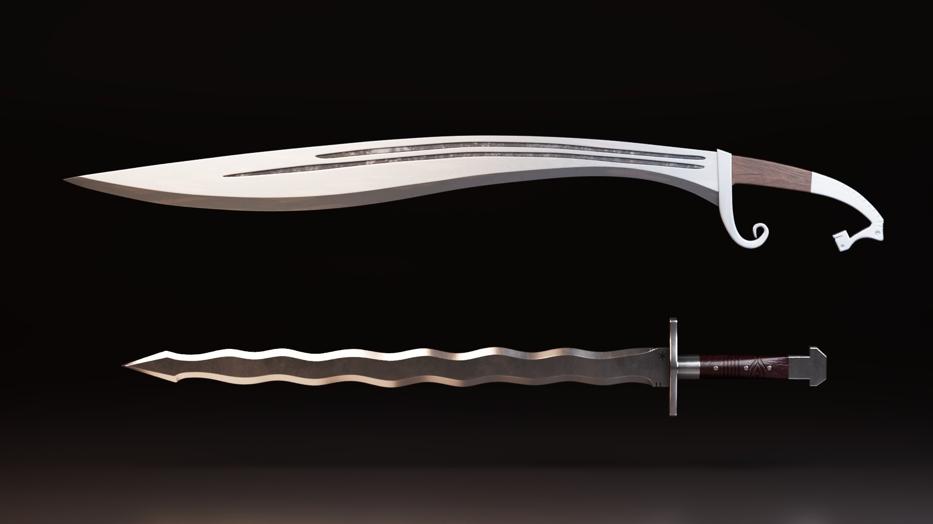 3D Fantasy Curved Saber and Wavy Dagger Weapon Pack https://p.turbosquid.com/ts-thumb/k8/3POogt/UI/preview1/jpg/1782231892/1920x1080/fit_q87/bc38075dce0b12cfcca6d4020461c0553558f807/preview1.jpg