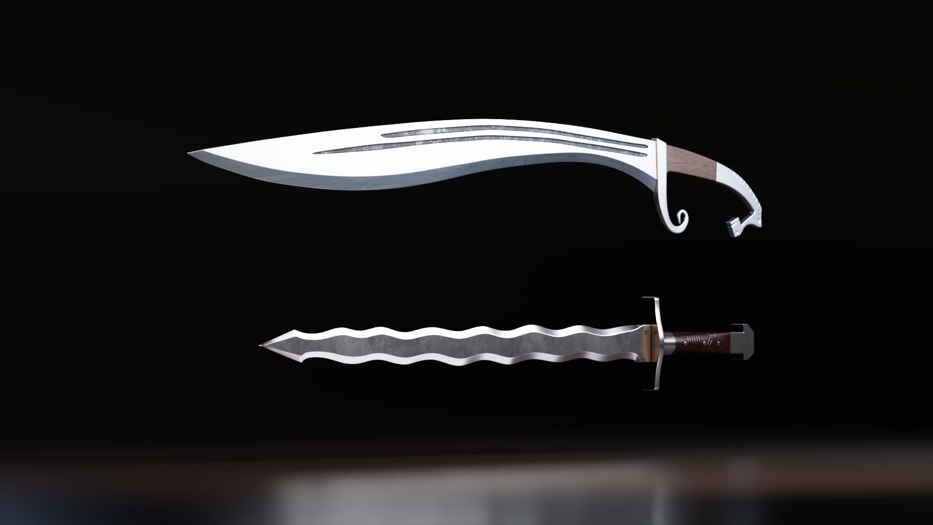 3D Fantasy Curved Saber and Wavy Dagger Weapon Pack https://p.turbosquid.com/ts-thumb/k8/3POogt/hB/preview3/jpg/1782231894/1920x1080/fit_q87/33a50186e717893b834d58a9dde1d8ab235bbb0a/preview3.jpg
