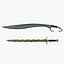 Fantasy Curved Saber and Wavy Dagger Weapon Pack