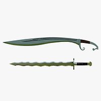 Fantasy Curved Saber and Wavy Dagger Weapon Pack