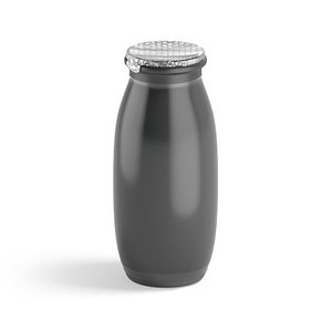3D Black Plastic Yogurt Bottle - small yoghurt milk package
