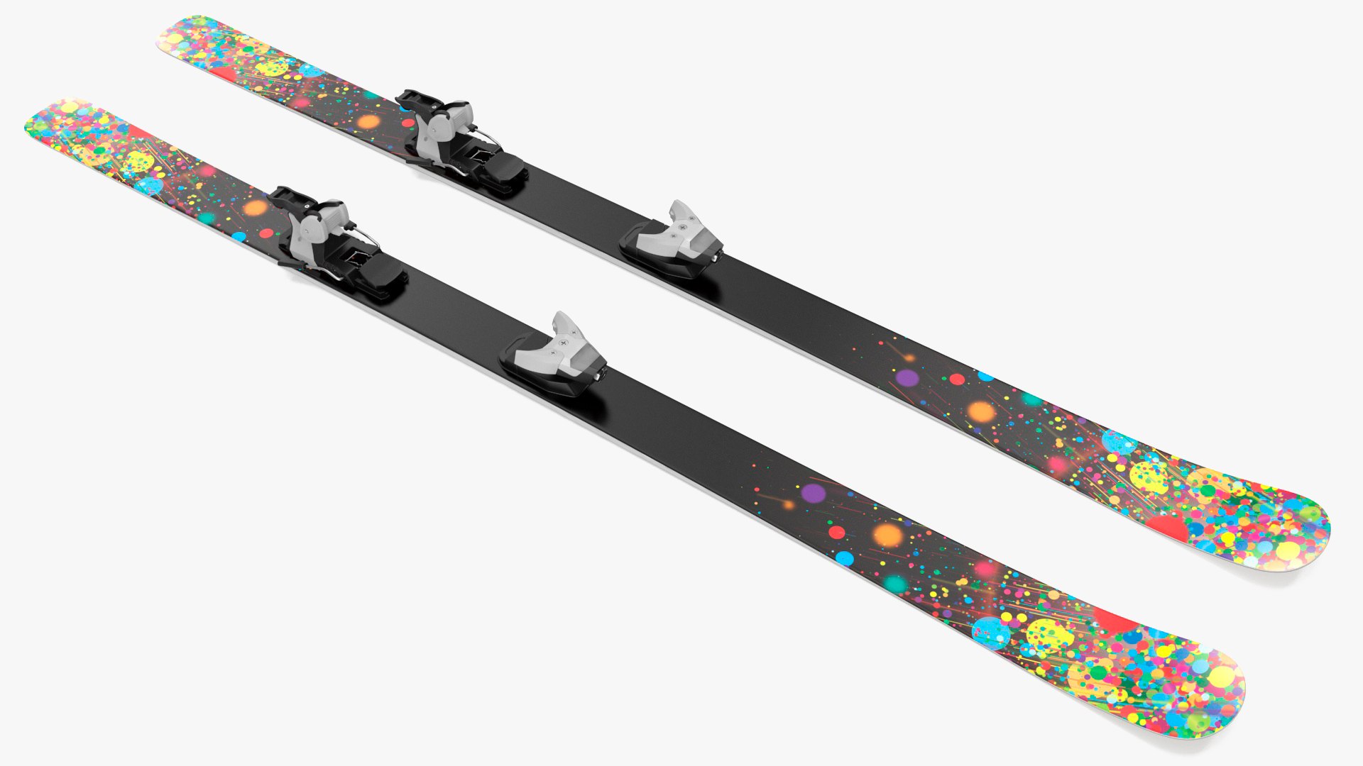 Snow Skis With Bindings 3D model preview