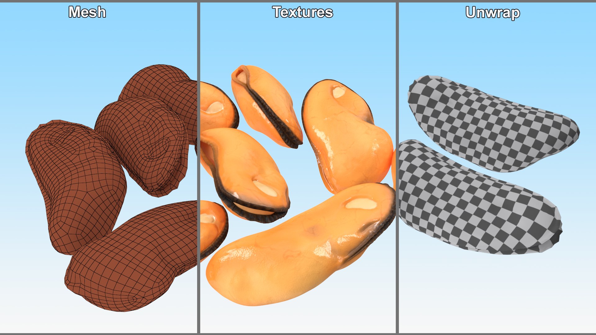 Bunch of Peeled Mussels 3D model https://p.turbosquid.com/ts-thumb/k8/BDlH0a/eq/bunchofpeeledmussels3dsmodel012/jpg/1725510516/1920x1080/fit_q87/f3c268f1f7ea509110bed11d523568276084fc98/bunchofpeeledmussels3dsmodel012.jpg