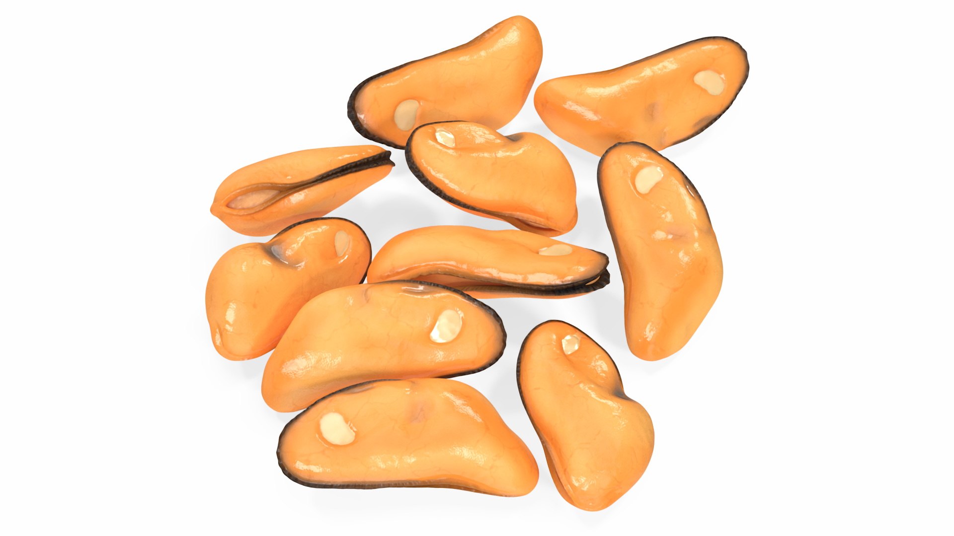 Bunch of Peeled Mussels 3D model preview