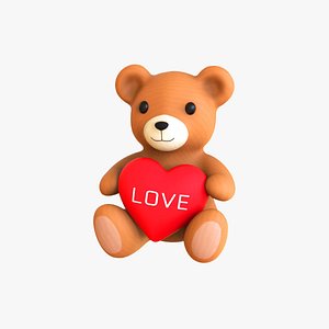 3D Valentines Day Teddy Bear With Heart model