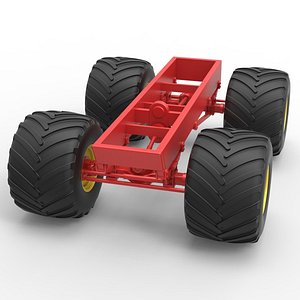 Diecast old school monster truck chassis Scale 1 to 25 3D model